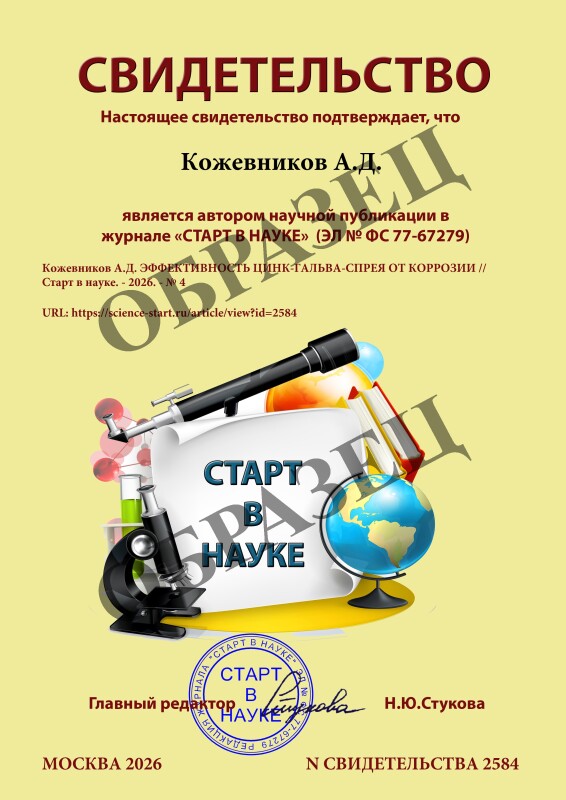 Свидетельство о публикации